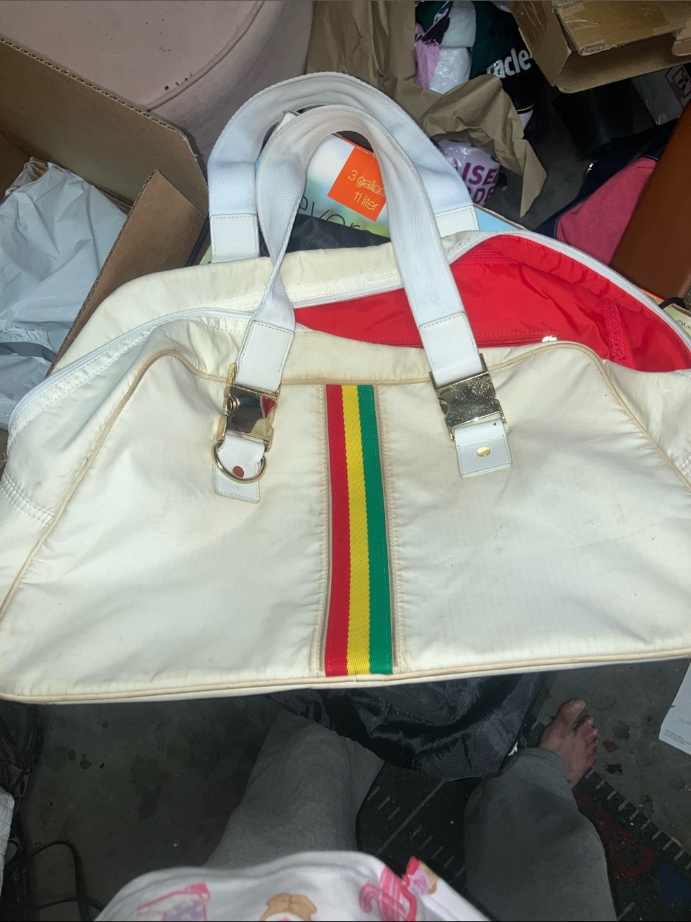 L.a.m.b for lesportsac  Travel duffle with Red, Yellow & Green Stripe